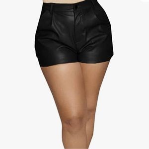Womens Casual Faux Leather Shorts High Waist Stretch Slim Skinny Shorts